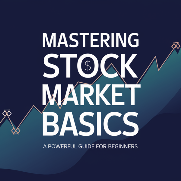 Cover image for 'Mastering Stock Market Basics' showing a rising stock chart and guide title on a dark blue background.