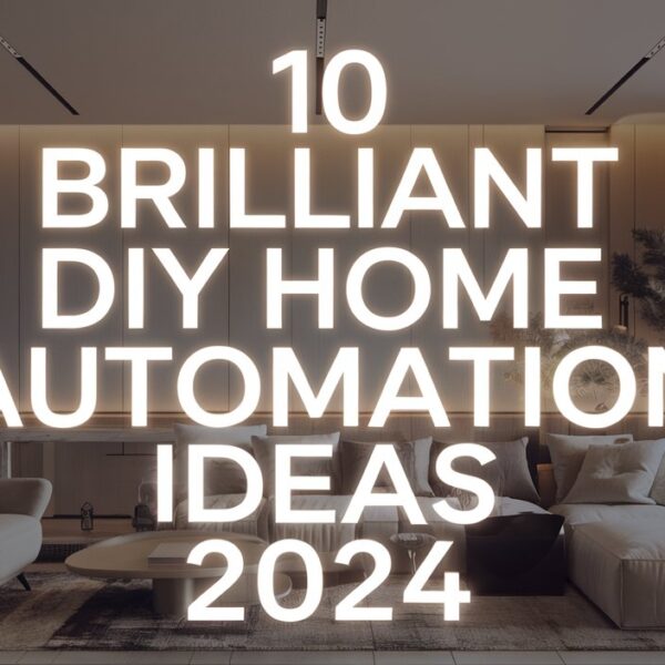 Modern living room featuring DIY home automation ideas 2024 with smart lighting, cozy furniture, and innovative technology.