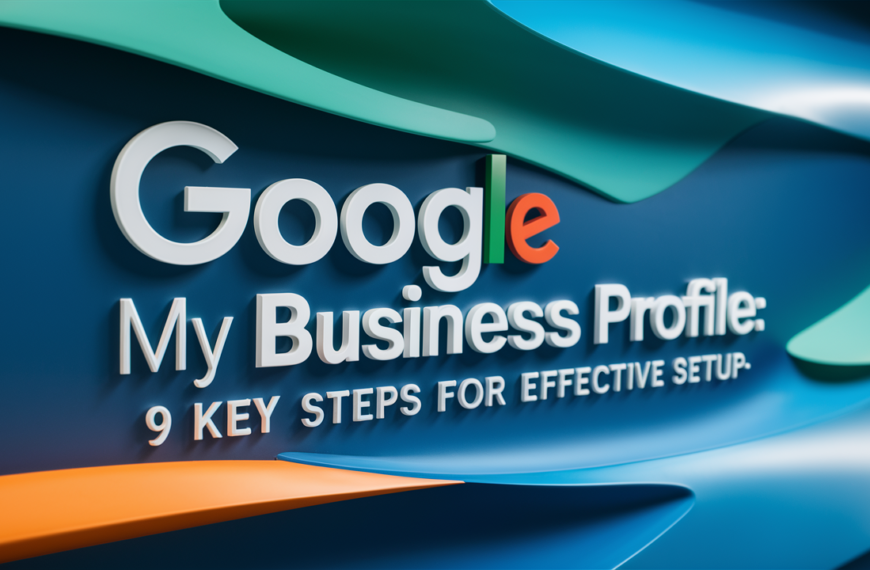 3D text Google My Business Profile 9 Key Steps for Effective Setup with a modern background design.