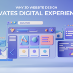 3D website design with a futuristic interface showcasing elements that enhance digital experiences.