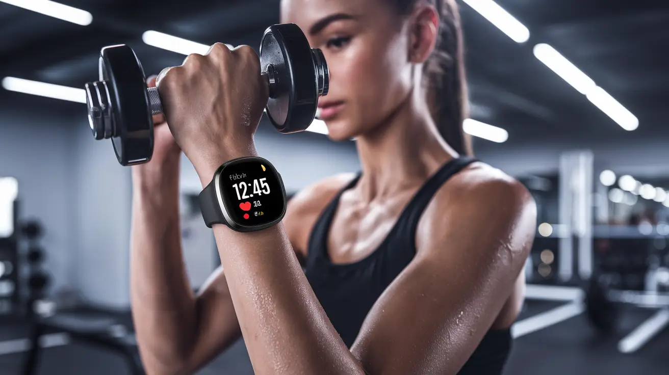 A person lifting weights with a smart watch

Description automatically generated