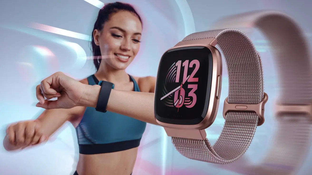 A woman wearing one of the top Fitbit smartwatches for women 2025