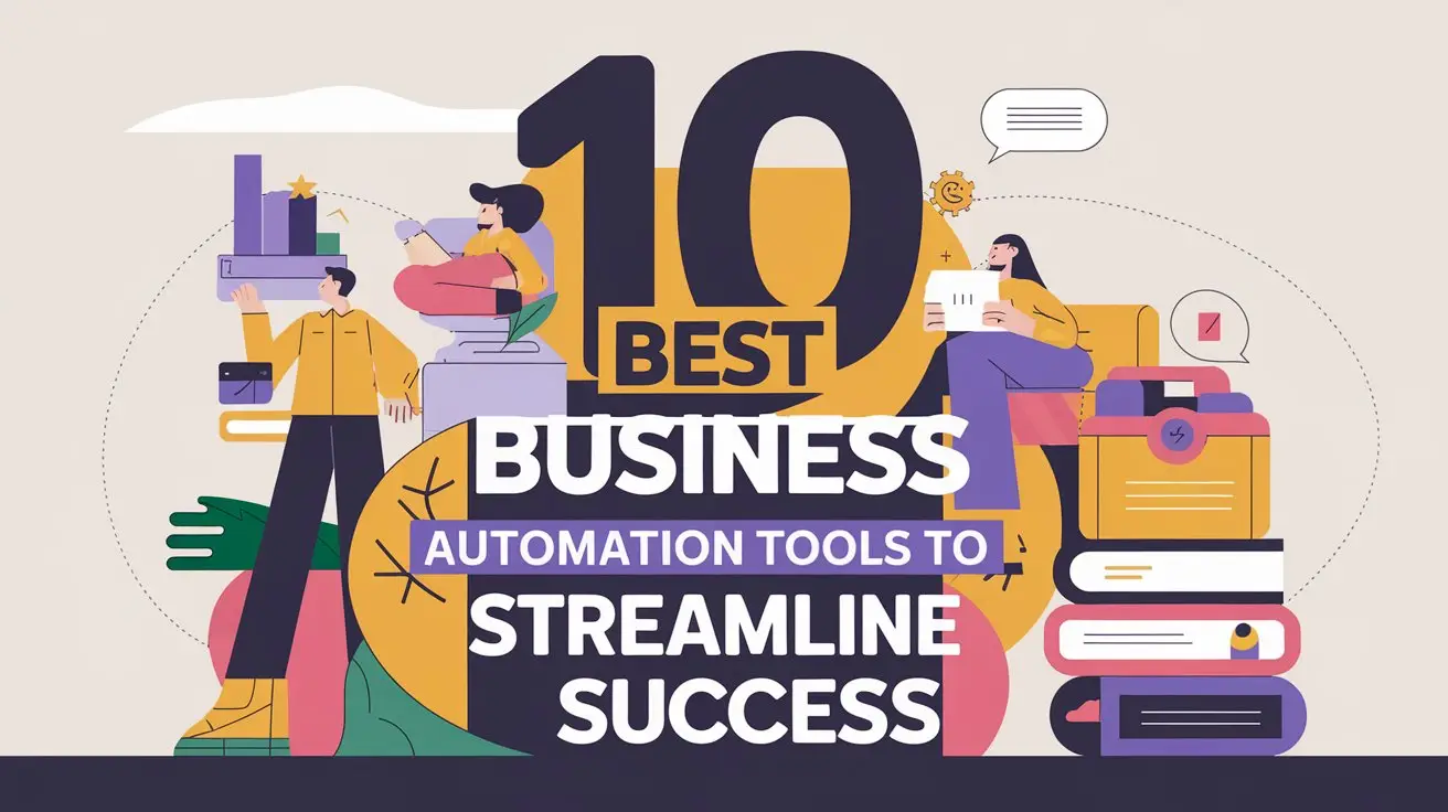 Illustration showcasing the 10 best business automation tools to streamline success with professionals and digital tools.